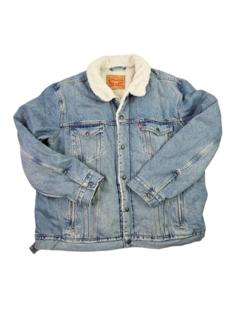 Levi’s Sherpa Lined Denim Trucker Jacket Blue Jean Vintage Men's Size XXL